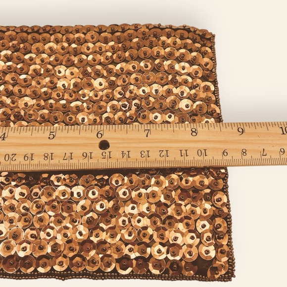 Vintage Walborg Evening Bag Sequin Purse Clutch 60s 70s Copper Brown Folding - Picture 10 of 11